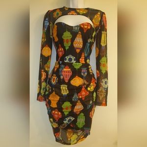 CHINESE LANTERN 2 PC ROUCHED DRESS AND SHAWL